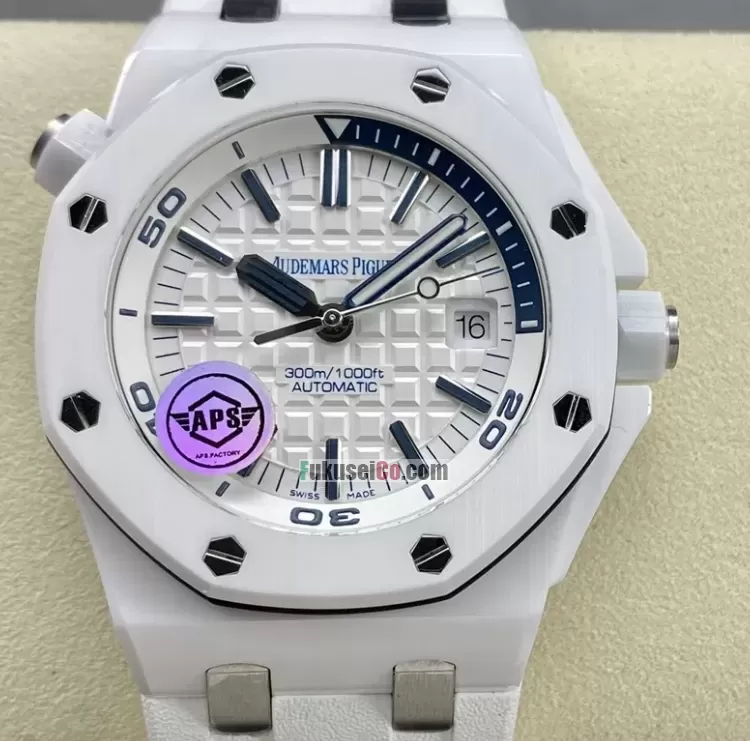 【APS工場製】AP ロイヤルオーク オフショア N級品 ダイバー 15707CB ホワイトセラミック 42MM