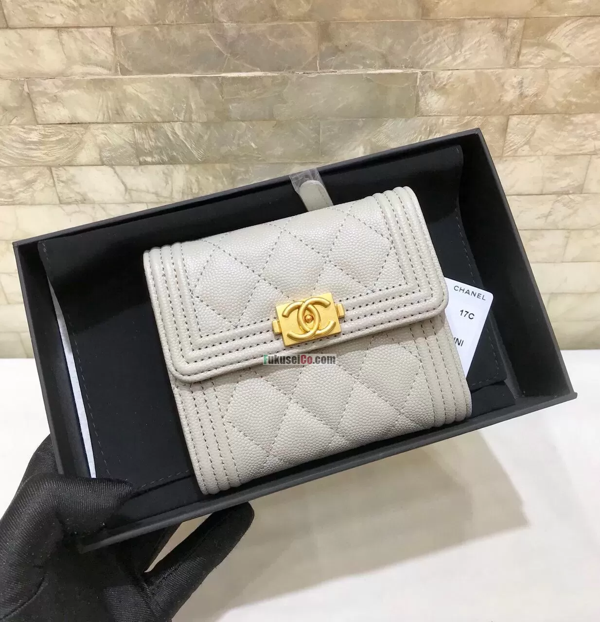 シャネル BOY CHANEL 激安 三つ折り財布 スモール フラップ ウォレット A80734