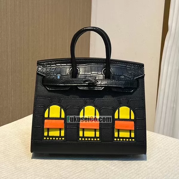 ブラック金具！人気エルメス バーキン偽物 20cm ヴォーマダム×アリゲーターマット×スイフトfu79723