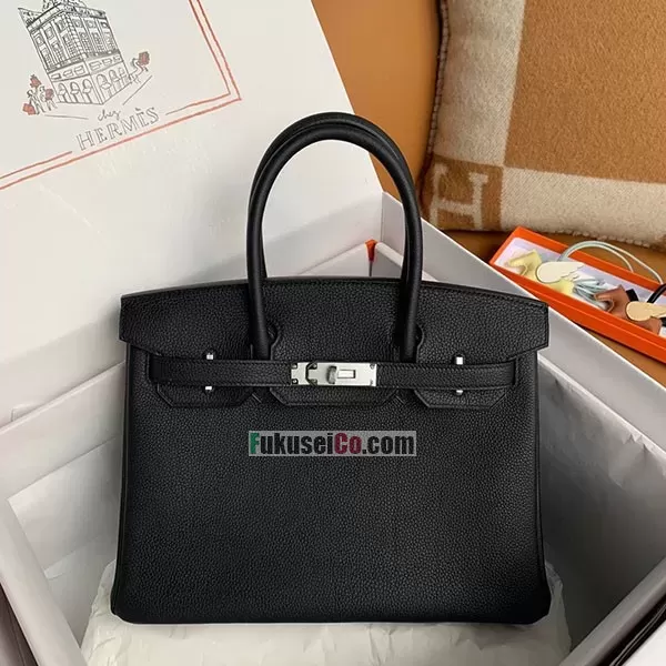エルメスコピーブランド バーキン バッグ ブラックトゴ シルバー金具he26014