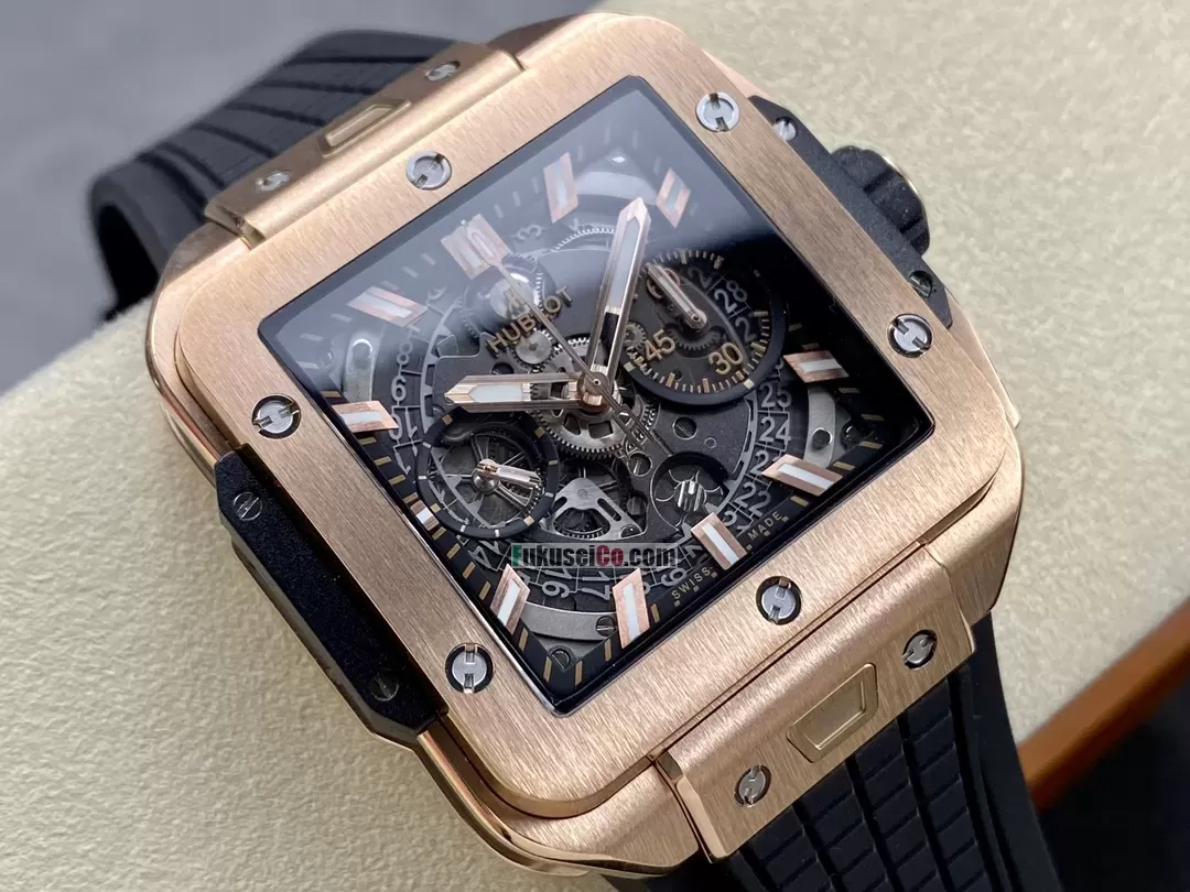 BBF出品!HUBLOT偽物腕時計 スクエア バン ウニコ キングゴールド 821.OX.0180.RX