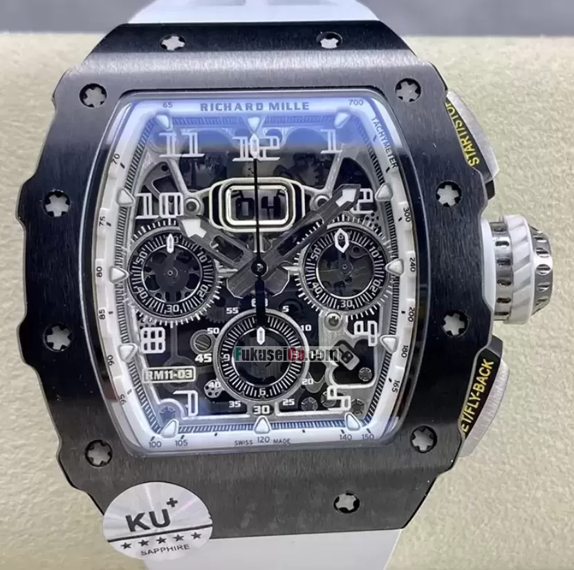 最高級 RICHARD MILLE コピーN品 RM11-03 フライバック クロノグラフ  WHITE GHOST 美品