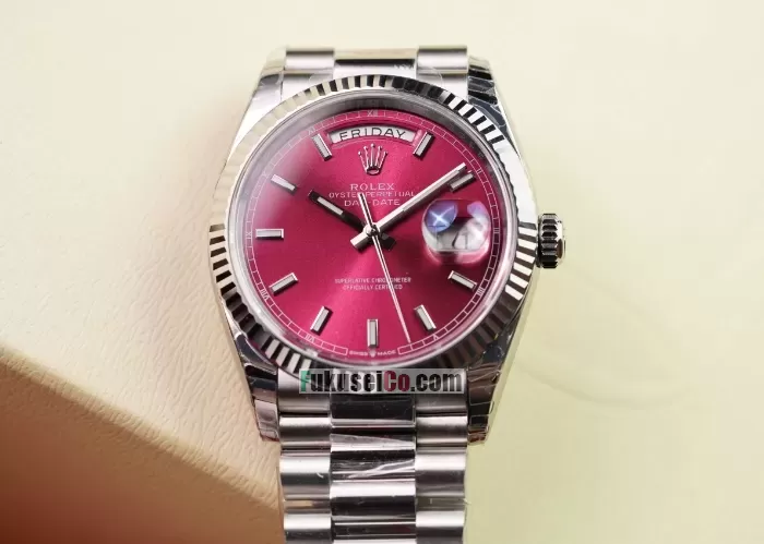 EWレプリカ ロレックス  118239 デイデイト チェリーカラー 36MM スチールストラップ メンズ 機械式